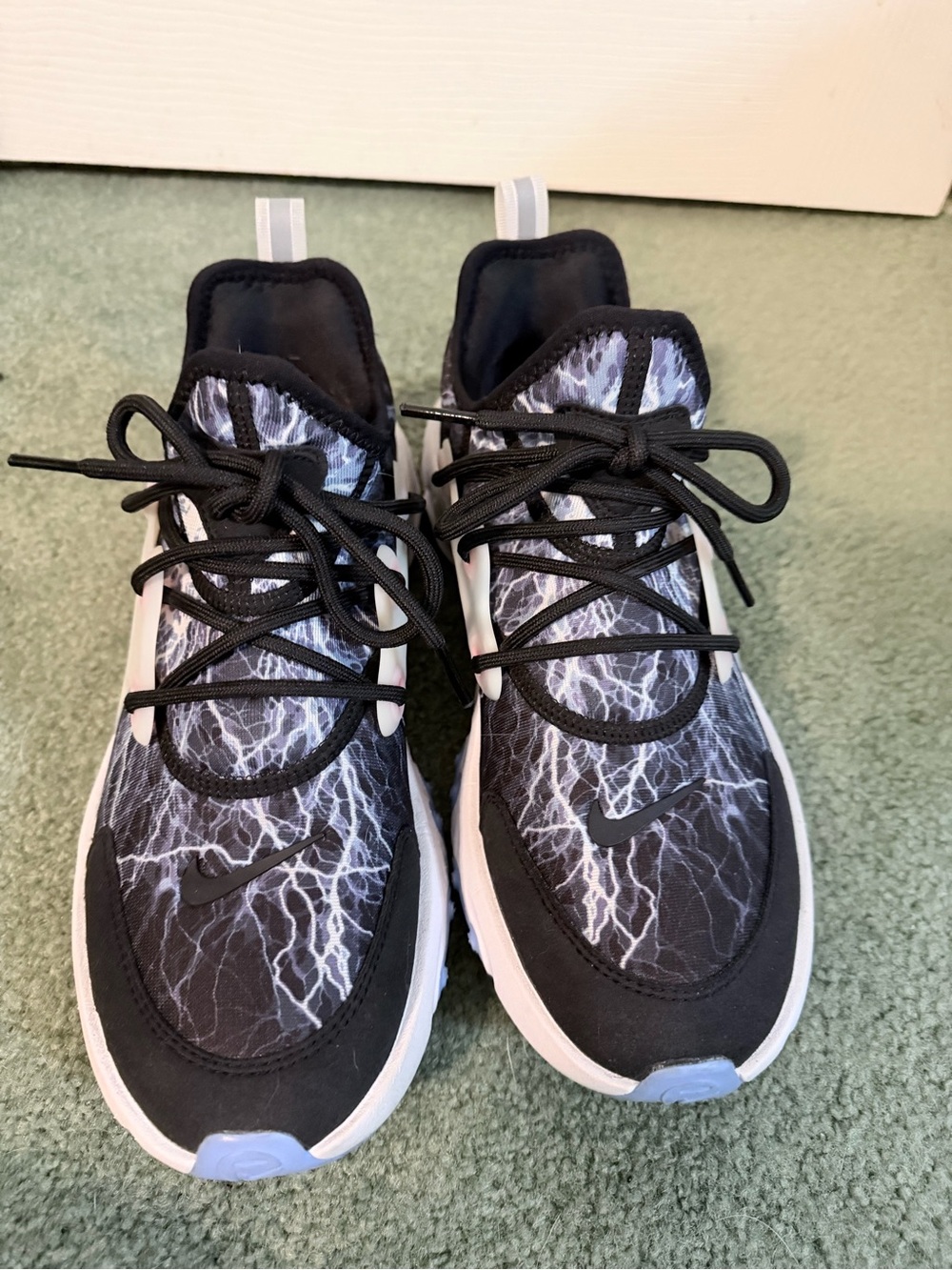 Nike Kids Black and White Lightning Print Sneakers